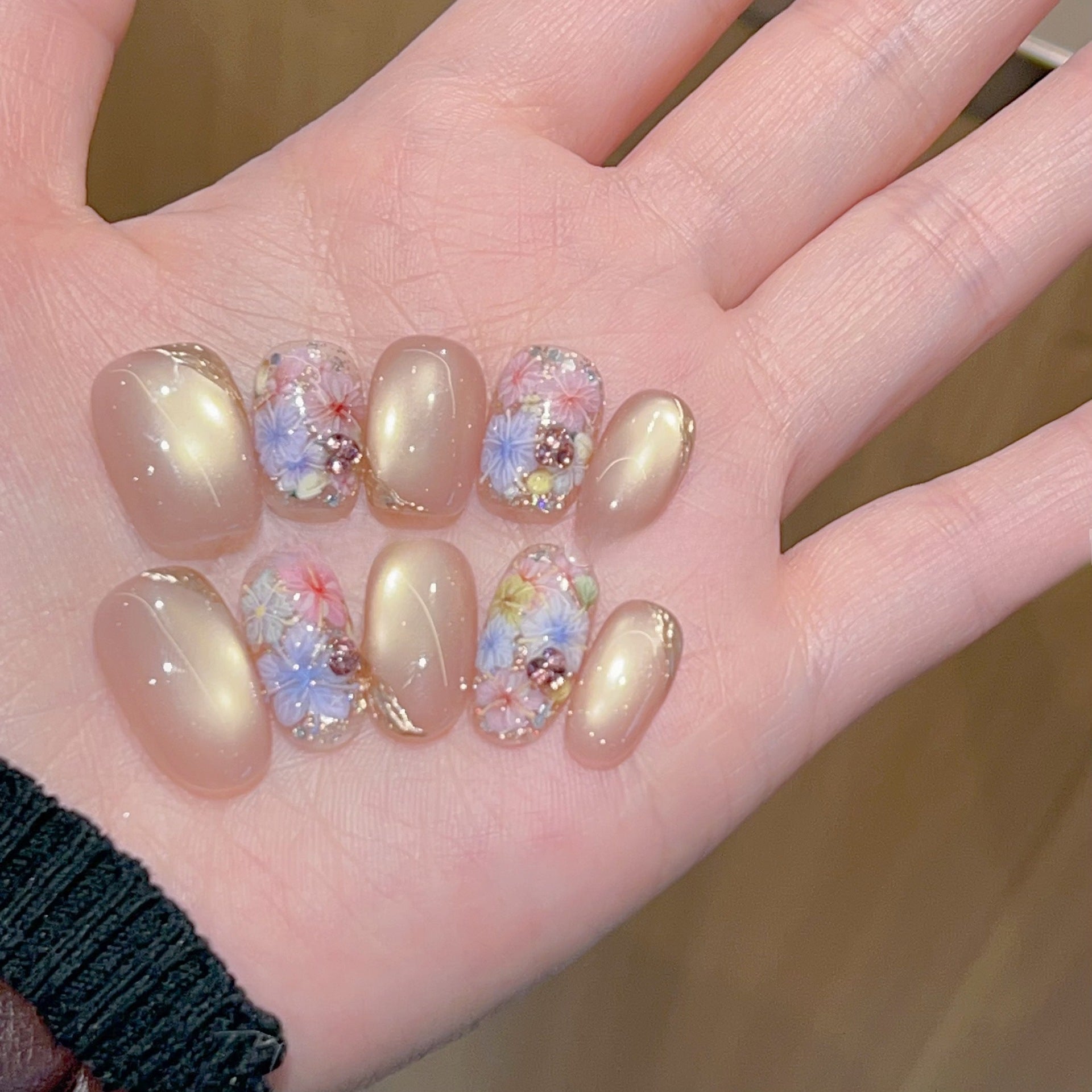 Crystal Glow Handmade Press-On Nails | Removable, Reusable