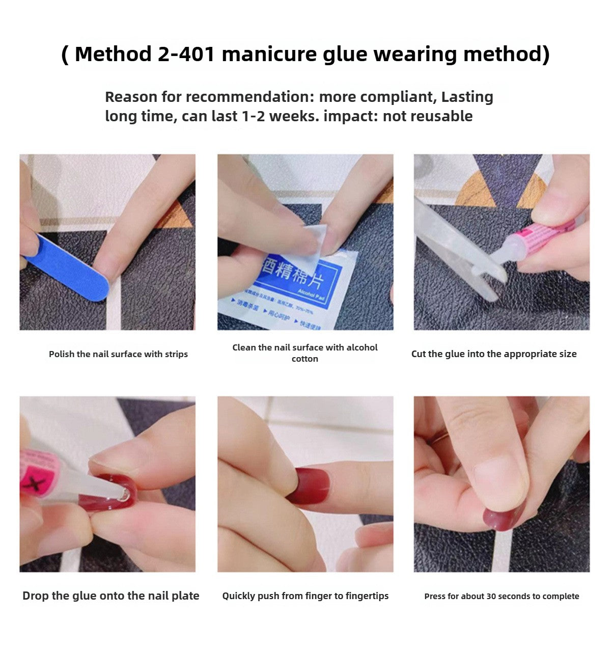 Noir Glam Handmade Press-On Nails | Removable, Reusable