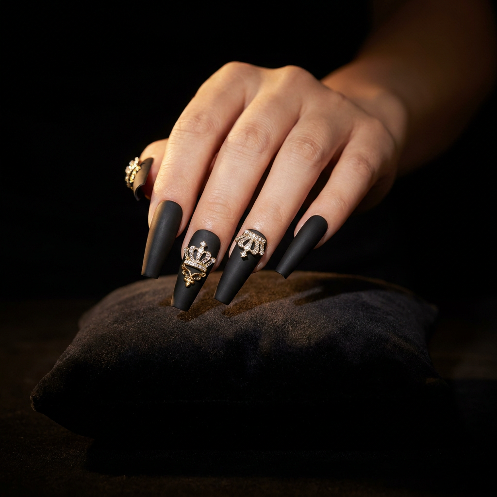 Onyx Crown Handmade Press-On Nails | Removable, Reusable